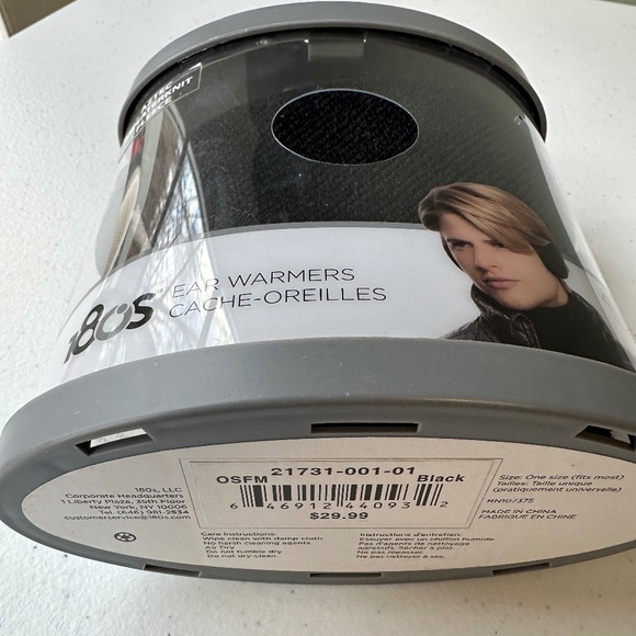 180s Mens Aztec Sweaterknit Fleece Behind-The-Head Black Ear Warmers NEW - Picture 3 of 11